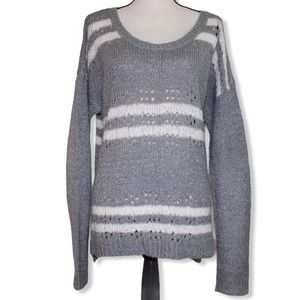 Sun & Shadow Womens XL Nordstroms Long Sleeve Sweater Chunky Gray and White Soft